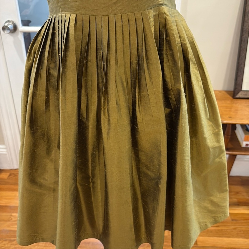 Anthropologie Harlyn Sleeveless Pleated Silk Fit-and-Flare Dress. Size XS. - Picture 3 of 10